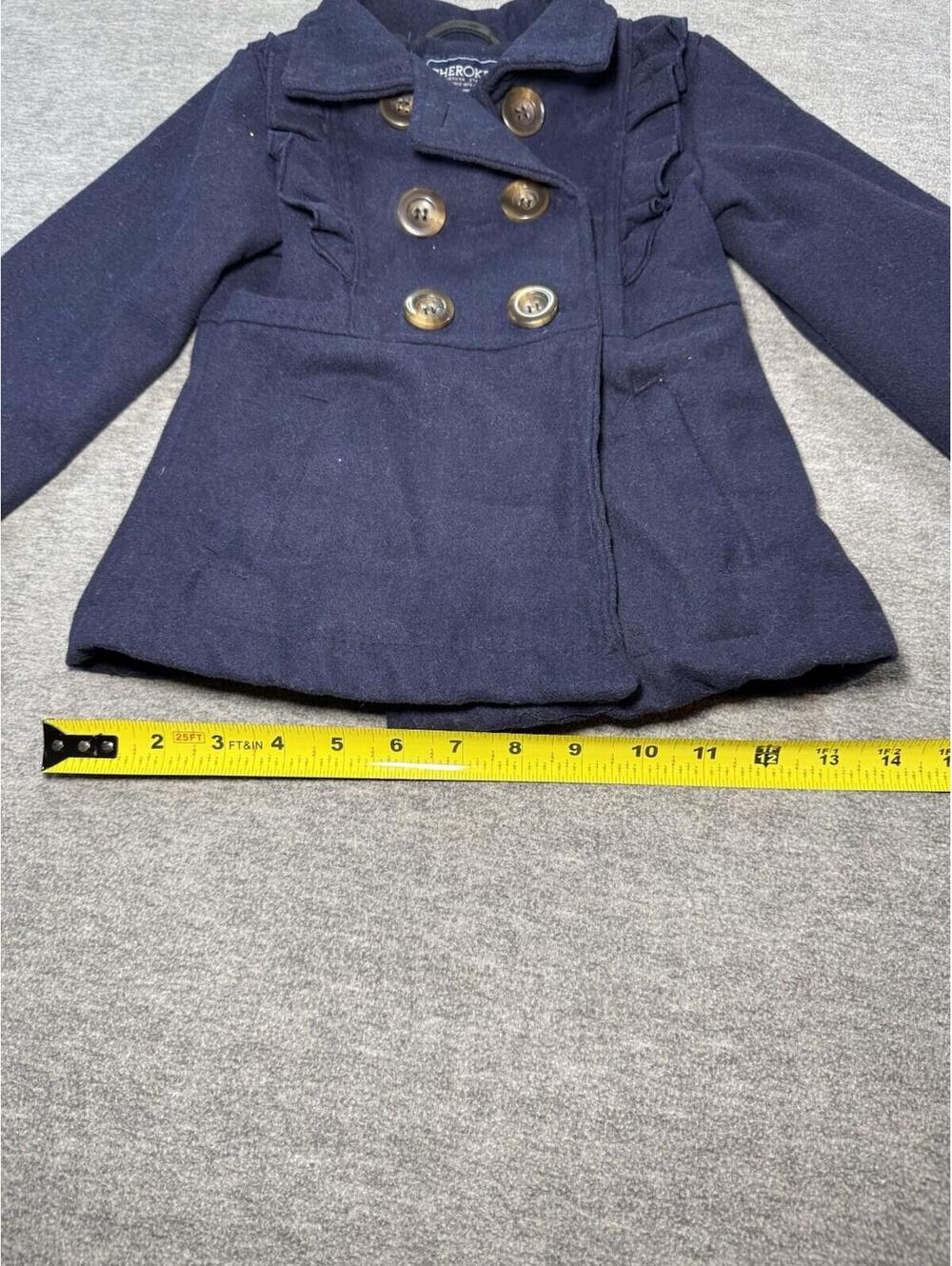 Cherokee Girls Dress Coat-4T/Navy Blue/Buttons/Snap Button/Dressy/Thick - Picture 3 of 11